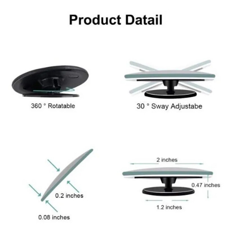 Automašīnas 360 platleņķa apaļš izliekts spogulis Automašīnas sānu aklās zonas aklās zonas spogulis plata aizmugures skata spogulis mazs apaļš spogulis