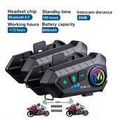 YP10 Bluetooth Cască Motocicletă Interfon 300M Wireless Intercomunicador 2000Mah Cască Moto Cască Cu 2MIC Walkie Talkie