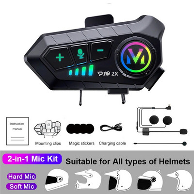 YP10 Bluetooth motoros sisak Intercom 300M vezeték nélküli Intercomunicador 2000Mah Moto sisak fejhallgató 2MIC walkie talkie-val