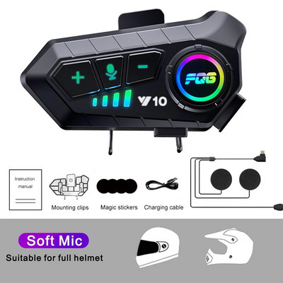 YP10 Bluetooth Cască Motocicletă Interfon 300M Wireless Intercomunicador 2000Mah Cască Moto Cască Cu 2MIC Walkie Talkie