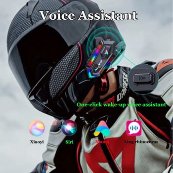 Kebidumei Y20 Bluetooth слушалки за мотоциклетна каска Radom RGB осветление Hands-free Noise Reduction Безжични слушалки за мотоциклети
