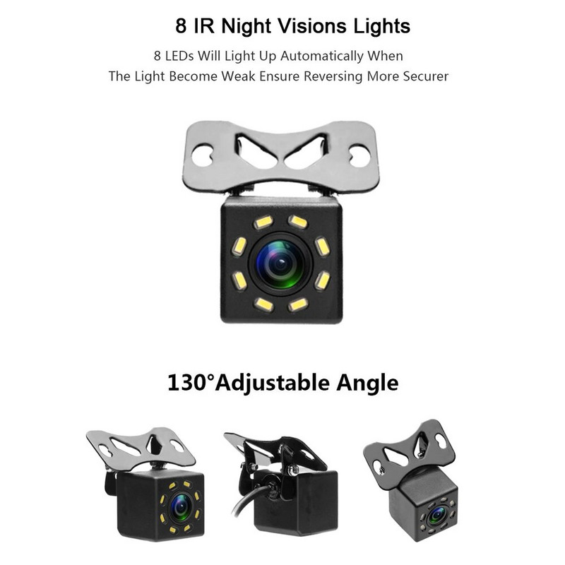 Κάμερα οπισθοπορείας αυτοκινήτου Universal 8/12 LED Night Vision Backup Parking Κάμερα όπισθεν Αδιάβροχη 170 ευρυγώνια έγχρωμη εικόνα HD