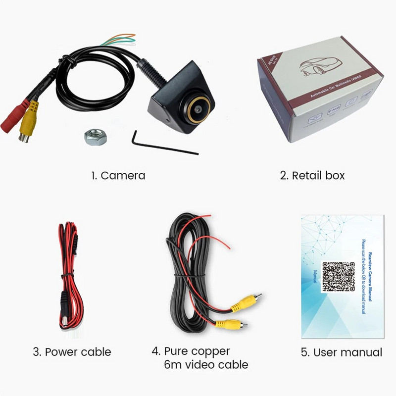 DC 12V ~ 24V automobilio atsarginė / priekinio / šoninio vaizdo kamera su gairėmis AHD 1080P atbulinės eigos kameros reguliuojamas objektyvas, skirtas automobilio priekabai kemperiui