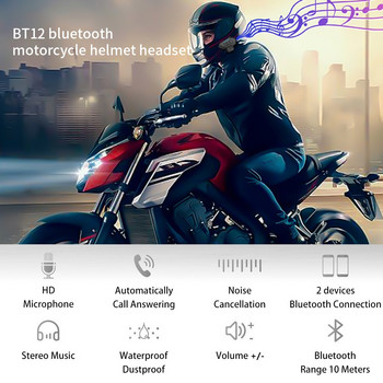 T2 Bluetooth 4.2 Ακουστικά για κράνος μοτοσικλέτας Ακουστικά BT Wireless Moto Stereo Interphone Handsfree με μικρόφωνο μείωσης