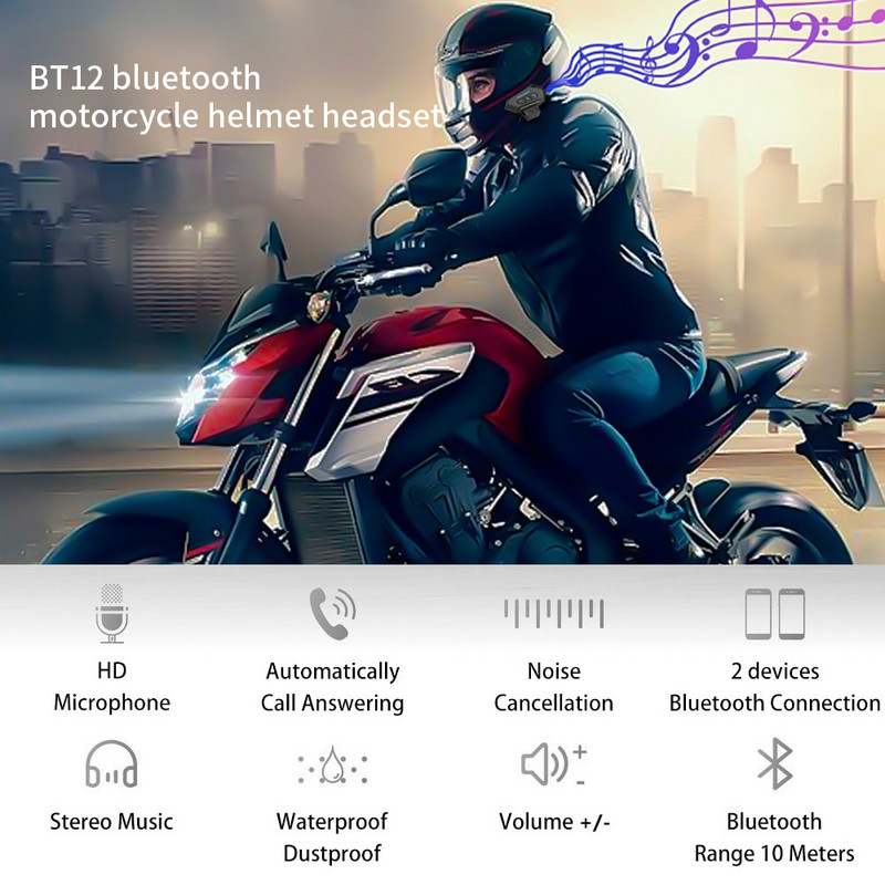 T2 Bluetooth 4.2 Motocikla ķivere Austiņas Austiņas BT Bezvadu Moto Stereo Interphone Brīvroku ierīce ar Samazinājuma mikrofonu