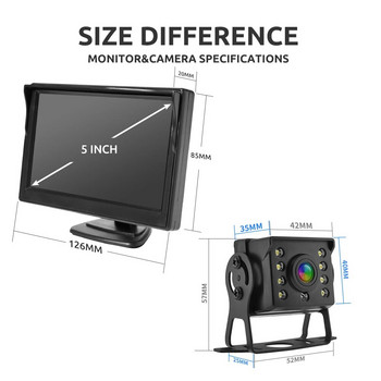 Κάμερα οπίσθιας όψης αυτοκινήτου MJDOUD με Monitor for Truck Paking 24V Αδιάβροχη κάμερα νυχτερινής όρασης με οθόνη HD 5\
