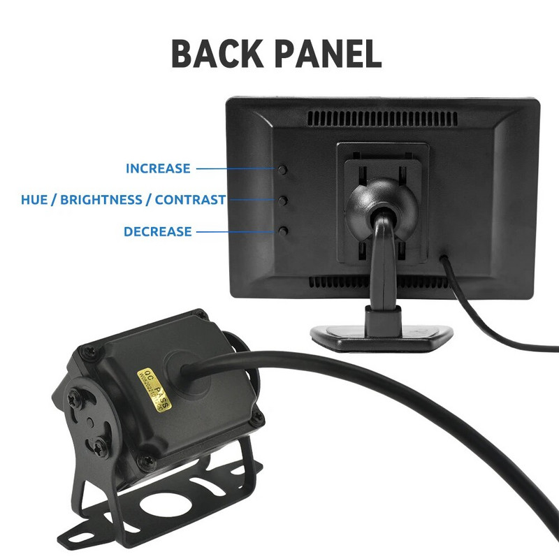 MJDOUD auto tahavaatekaamera monitoriga veoautode pakkimiseks 24 V öövaateline veekindel kaamera 5-tollise HD-ekraaniga Lihtne paigaldada