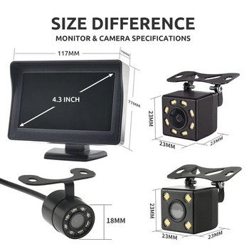 Κάμερα οπισθοπορείας αυτοκινήτου MJDOUD 4,3 ιντσών με οθόνη για στάθμευση οχήματος Κάμερα οπισθοπορείας LED HD Οθόνη TFT LCD Εύκολη εγκατάσταση