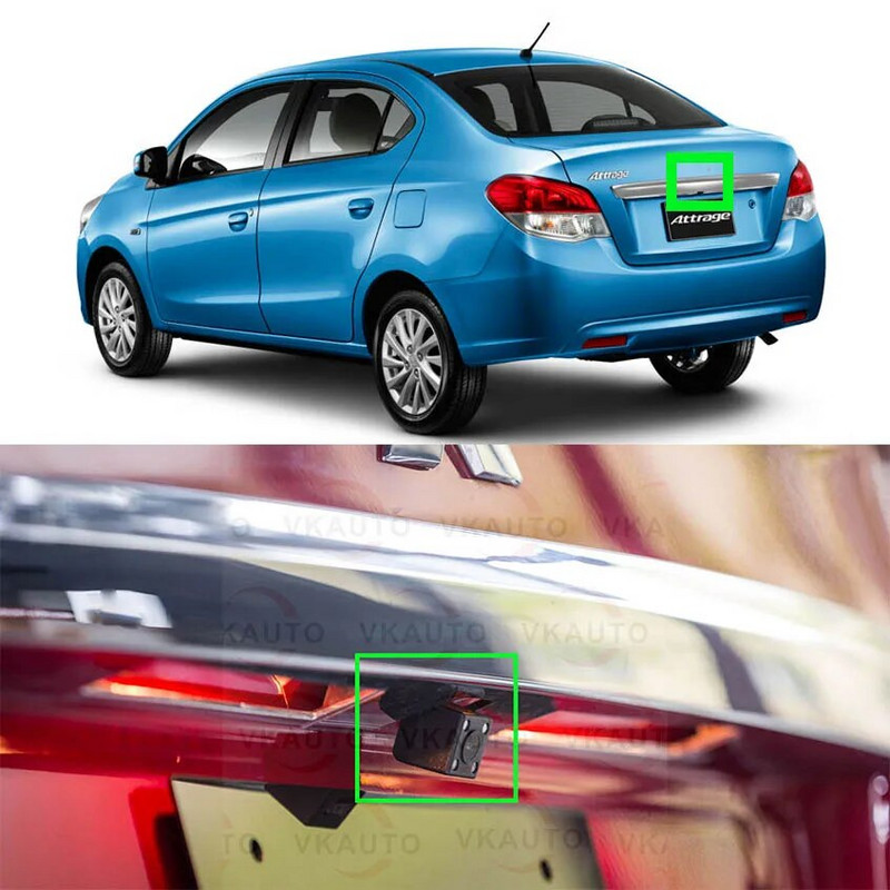 VKAUTO Fish Eye atpakaļskata kamera Mitsubishi Attrage Dodge Attitude 2013~ 2022 CCD HD atpakaļgaitas parkošanās rezerves kamera AHD/CVBS