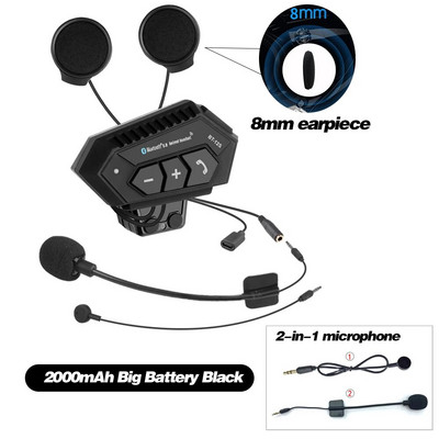BT12 ūdensizturīga motocikla ķivere ar Bluetooth saderīgas austiņas Bezvadu brīvroku motoaustiņas Mūzikas ķivere Brīvroku zvans MP3