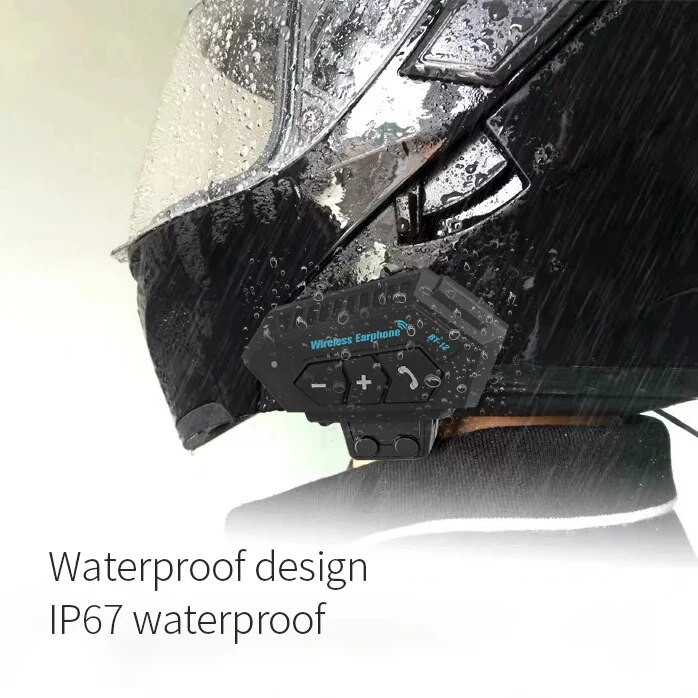 BT12 ūdensizturīga motocikla ķivere ar Bluetooth saderīgas austiņas Bezvadu brīvroku motoaustiņas Mūzikas ķivere Brīvroku zvans MP3