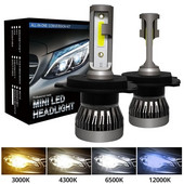 PAMPSEE 2Tk mini H7 H4 LED pirn Auto esituli H11 H1 H8 H3 H9 9005/HB3 9006/HB4 Hi-Lo Beam 72W 12000LM Auto Esitule LEDid 6000K