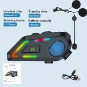 DK03 Slušalice za motociklističku kacigu Stereo Bluetooth Hands Free Call IPX6 Vodootporan 2200mAh s trobojnim ambijentalnim svjetlom