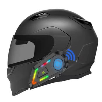 DK03 Слушалки за мотоциклетна каска Стерео Bluetooth Hands Free Call IPX6 Водоустойчив 2200mAh с трицветна околна светлина