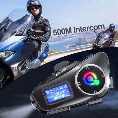 Ecran mare Afișaj Cască Interfon Motocicletă Cască Bluetooth Căști BT5.3 Q58 Interfon Cu lumină LED Suport FM SD