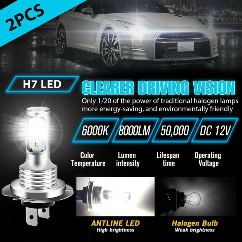 4 DB H7 LED fényszóró izzók távolsági tompított fény 6000K szuper fehér lámpák autó ködlámpák Auto DRL H4 H8 H8 H11 Cob Chips 12V 24V 80W