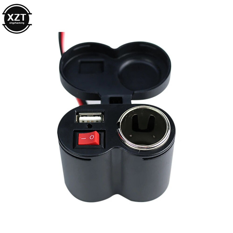 Jauns ūdensizturīgs USB motocikla stūres lādētājs ar šķiltavu adaptera barošanas ligzdu mobilajam tālrunim