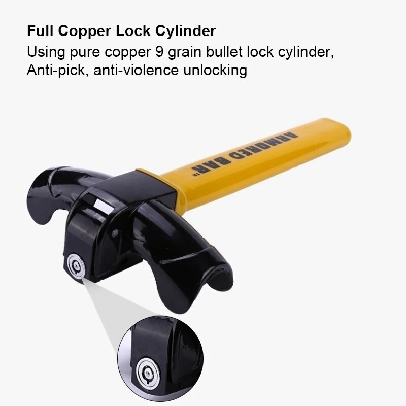 Autó kormánykerékzár Nagy teherbírású lopásgátló autó/teherautó biztonsági forgó kormánykerékzár T-alakú zár Autótartozékok