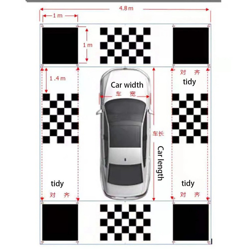 4,4*1,2M/1,6*1,2M 2D/3D autokaamera korrigeerimise kalibreerimislapp 360-kraadise ruumilise linnuvaate panoraam-DVR-süsteemi jaoks