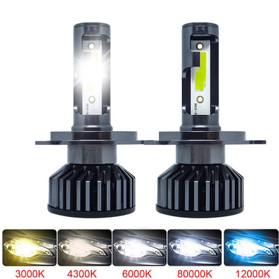 2Pcs LED фарове за кола 20000LM 80W H4 H7 H1 H3 H11 9005 9006 6000K 8000K Автомобилни фарове за фарове за мъгла за автомобили Универсална светлина