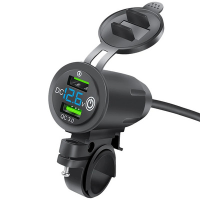 DC 12V-24V kahe USB mootorratta juhtraua laadija adapter QC 3.0 USB kiirlaadija toitepesa iPhone`i Samsung Huawei jaoks