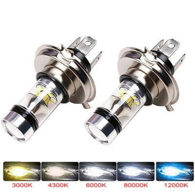 2Pcs 100W H4 H7 LED Car Headlight H11 H8 H9 H10 H1 H3 Car Fog Light Bulbs 9005 9006 Auto Driving Running Lamps 20000LM 80W 12V