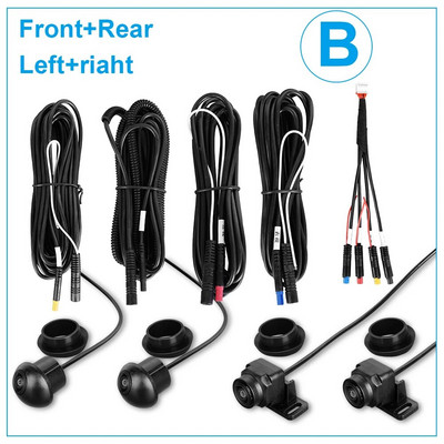 360° panoraamkaamera 1080P HD tagumine / eesmine / vasak / parem 360 panoraamkaamera auto android raadio jaoks