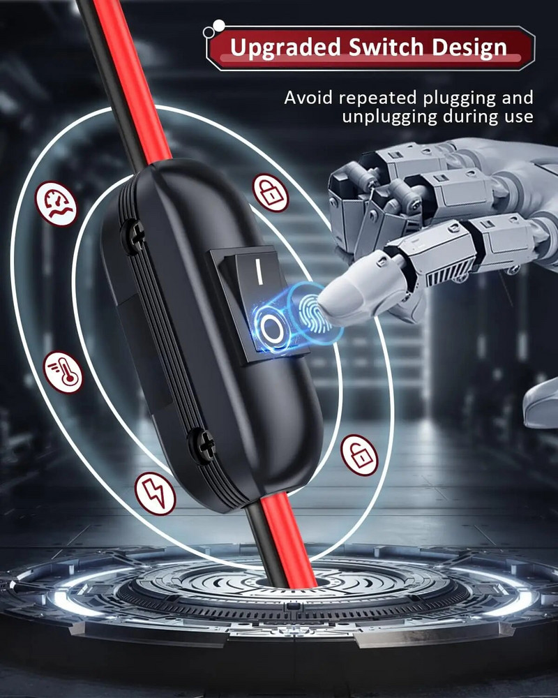 Anchtek 16AWG 12V cigarešu šķiltavas SAE akumulatora lādētāja kabeļa ātrās atbrīvošanas adapteris ar slēdzi RV saules paneļiem motociklam