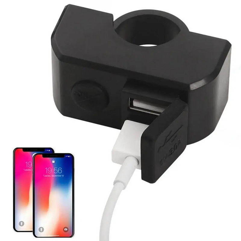 Motocikla lādētāja adaptera barošanas avota ligzda tālrunim Motocikla GPS MP4 Dual USB ports 12V ūdensizturīgs stūre