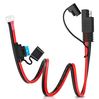 Ouspow 10AWG SAE 2 ακίδων Γρήγορη αποσύνδεση στη φίσα καλωδίωσης ακροδεκτών δακτυλίου O με ασφάλεια 15A για καλώδιο φόρτισης μπαταρίας αυτοκινήτου