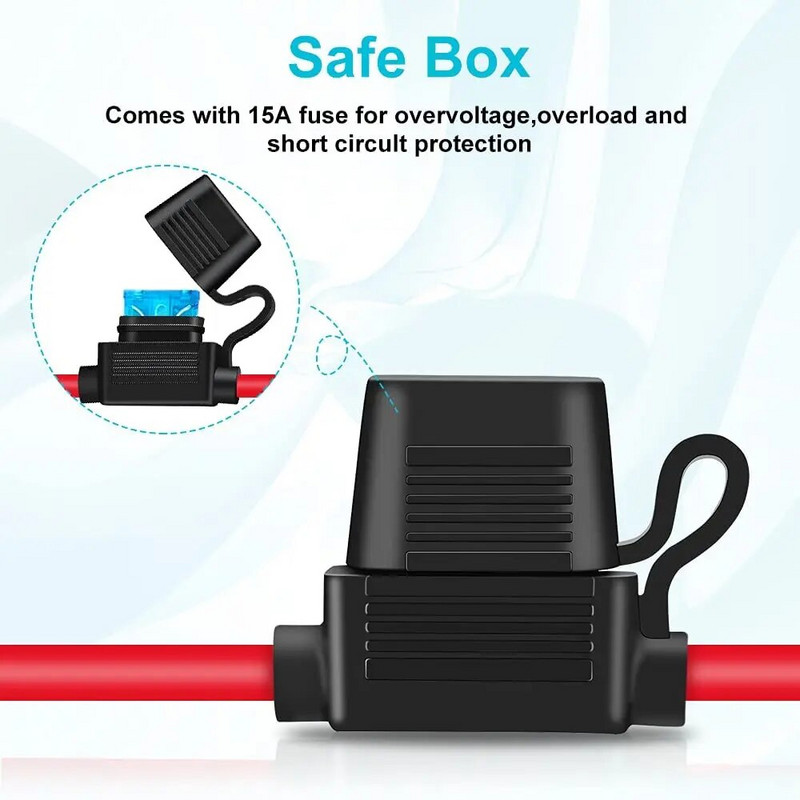 Ouspow 10AWG SAE 2 ακίδων Γρήγορη αποσύνδεση στη φίσα καλωδίωσης ακροδεκτών δακτυλίου O με ασφάλεια 15A για καλώδιο φόρτισης μπαταρίας αυτοκινήτου