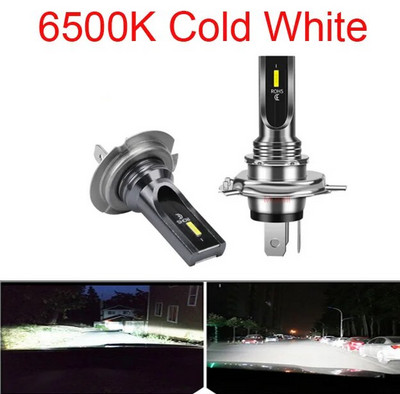 2tk LED-auto esitule pirn H4 H7 ZES Chip miniautovalgusti 20000LM 80W H9 H11 H16 HB3 HB4 3000K 4300K 12V 24V auto stiil