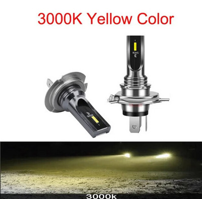 2tk LED-auto esitule pirn H4 H7 ZES Chip miniautovalgusti 20000LM 80W H9 H11 H16 HB3 HB4 3000K 4300K 12V 24V auto stiil