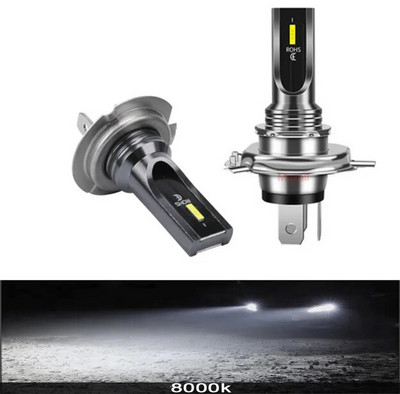 2tk LED-auto esitule pirn H4 H7 ZES Chip miniautovalgusti 20000LM 80W H9 H11 H16 HB3 HB4 3000K 4300K 12V 24V auto stiil