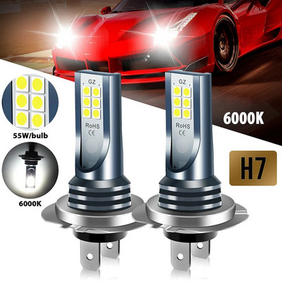 2pcs H7 LED Headlight Bulb Kit Car Fog Light 110W Super-Bright 6000k White Headlamp High Low Beam For Vehicles