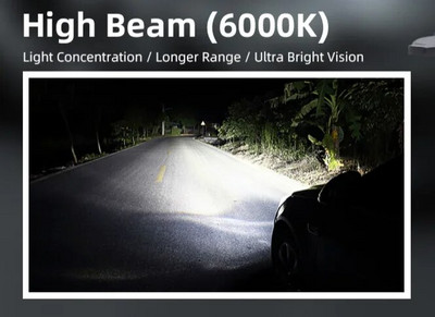 2tk H7 LED-esitulede pirnide komplekt, kaug-/lähituled 320W 30000LM Super Bright 6000K valged udutuled H8 autole