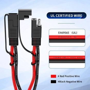 Extractme 10AWG 1 έως 2 SAE σε SAE Καλώδιο επέκτασης SAE DC Power Automotive Καλώδιο SAE Βύσμα για φορτιστή μπαταρίας ηλιακού πάνελ