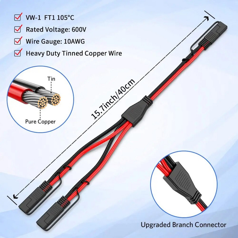 Extractme 10AWG 1-2 SAE līdz SAE pagarinātāja kabelis SAE līdzstrāvas strāvas adaptera kabelis SAE spraudnis saules paneļa akumulatora lādētājam