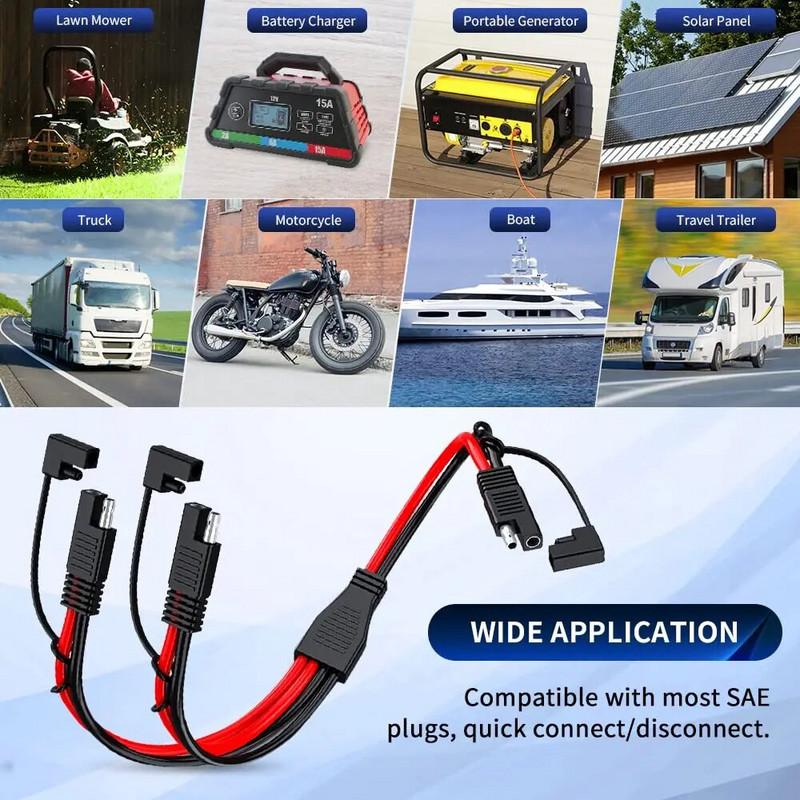 Extractme 10AWG 1-2 SAE līdz SAE pagarinātāja kabelis SAE līdzstrāvas strāvas adaptera kabelis SAE spraudnis saules paneļa akumulatora lādētājam