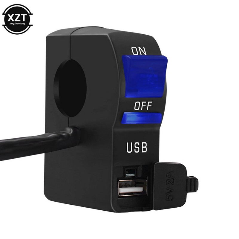 DC 12V mootorratta esituled läbipaistev lüliti LED indikaator mootorratta juhtraua kinnitus USB telefoni laadija koos lülitiga UUSIM