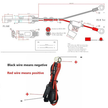 16AWG 4FT 6FT 10FT Ακροδέκτης 2 ακίδων SAE To O Σύνδεσμοι Υποδοχή καλωδίου επέκτασης καλωδίου για φορτιστή/συντηρητή μπαταρίας