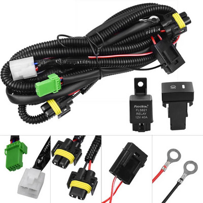 12V 40A Car Fog Lamp Wiring Harness Socket Wire LED Indicator Switch Relay For Fog Led Light Accessories