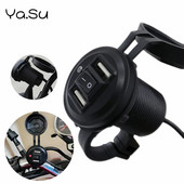 Motorkerékpár kettős USB kormánytöltő vízálló burkolattal, független kapcsolókkal Tápcsatlakozóaljzat mobiltelefonhoz