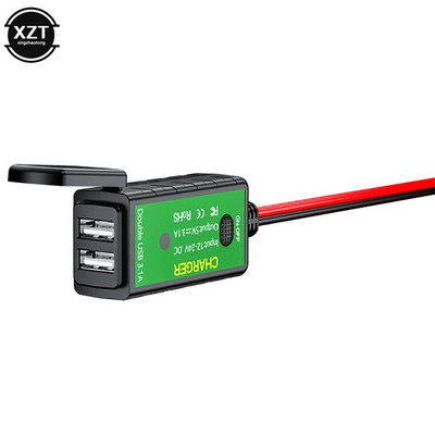 3.1A/4.8A C TYPE-C motociklo USB įkroviklis SAE prie USB Type-C voltmetro įjungimo/išjungimo jungiklis, atsparus vandeniui greito atjungimo kištukas, motociklai