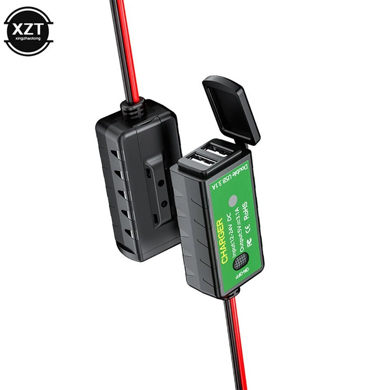 3.1A/4.8A C TYPE-C motociklo USB įkroviklis SAE prie USB Type-C voltmetro įjungimo/išjungimo jungiklis, atsparus vandeniui greito atjungimo kištukas, motociklai