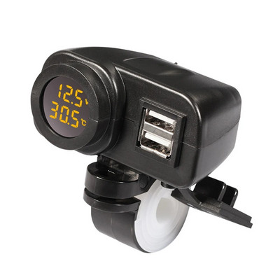 Usb lādētājs motociklam QC3.0 ātrais lādētājs, ūdensizturīgs motocikls, duālie USB porti, ligzda ar voltmetra motocikla piederumiem