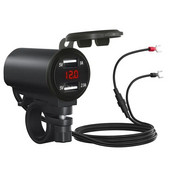 Motocikla Dual USB lādētājs 3.1A ūdensnecaurlaidīgs šūnu ātrā lādētājs Autocikla USB ligzda ar voltmetra motocikla piederumiem