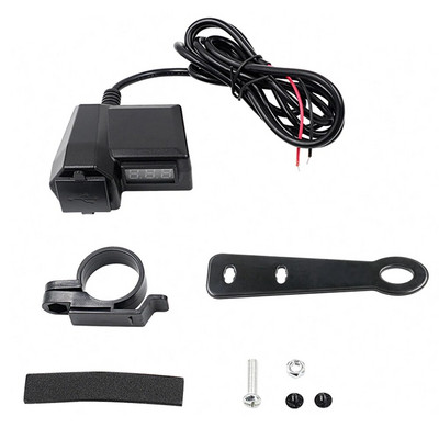 Dubultā USB ligzda ar cigarešu šķiltavu digitālo sprieguma mērītāju 10-24V 3.4 A ātrās uzlādes 3.0 IESLĒGŠANAS/IZSLĒGŠANAS slēdzis Motocikla lādētājs