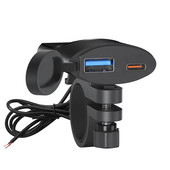 12V-24V mootorratta USB-laadija Tpye-C+QC3.0 kiirlaadija, mitu kaitsefunktsiooni Üliõhuke automaatse lülitiga toitepesa