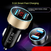 QC 3.0 automašīnas lādētājs, daudzfunkcionāls dubultais USB LED displejs, voltmetrs, monitori, automašīnas cigarešu šķiltavas lādētāja adapteris, automašīnas piederumi